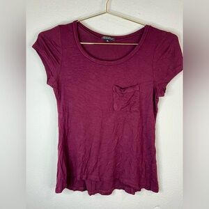 Splash Burgundy Short Sleeve Shirt Pocket Front Size Medium Rayon Minimalist